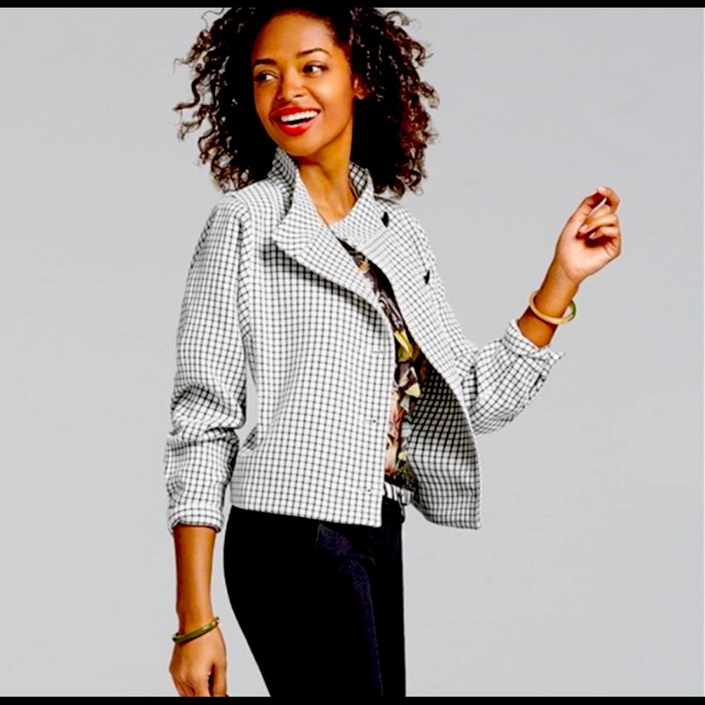 CAbi Osaka Nights Windowpane Blazer Jacket Style 3173 Womens Size MEDIUM EUC